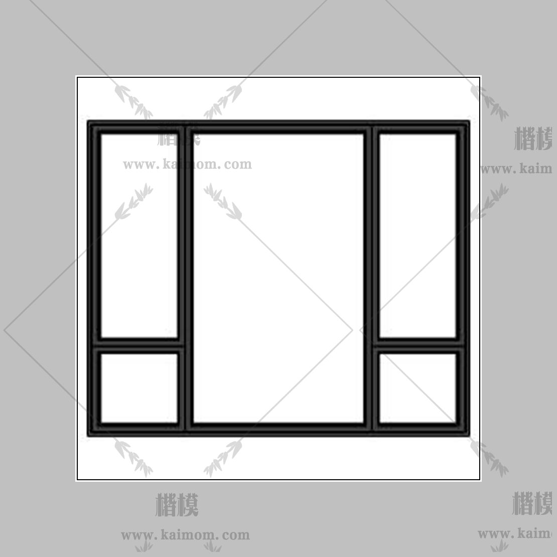 平开窗B三扇 ID180821-1