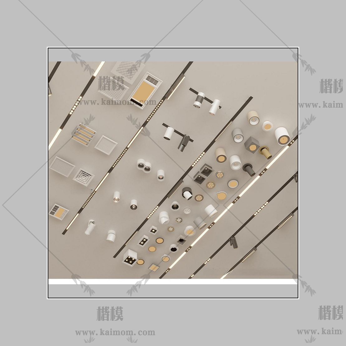 轨道灯、筒灯、射灯模型下载-1