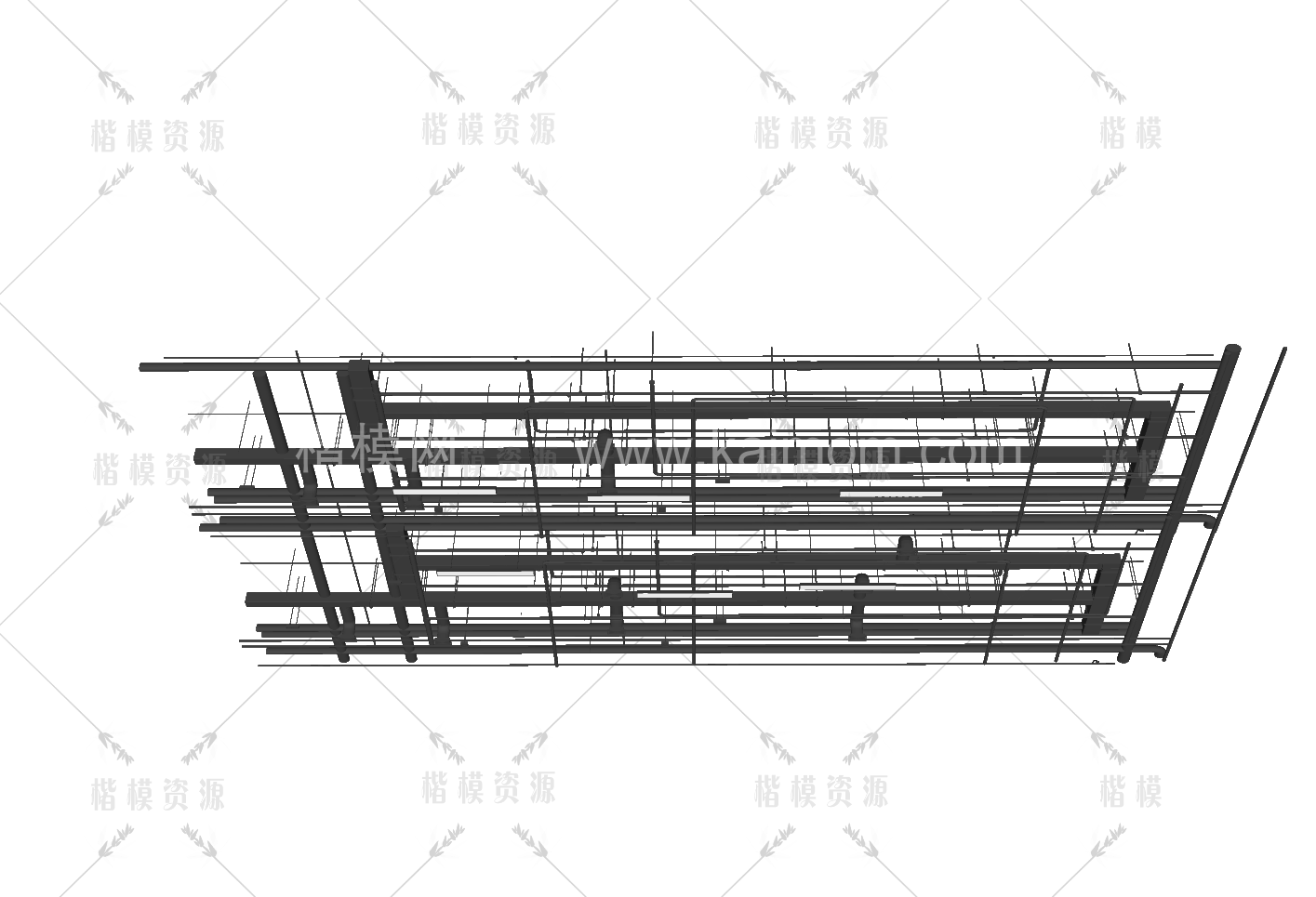 工业管道吊顶SU模型下载-1