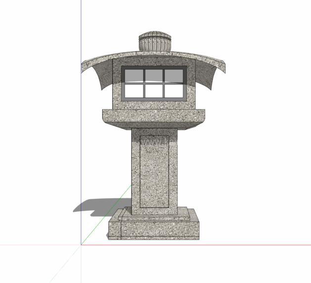 石灯雕塑SU模型下载-1