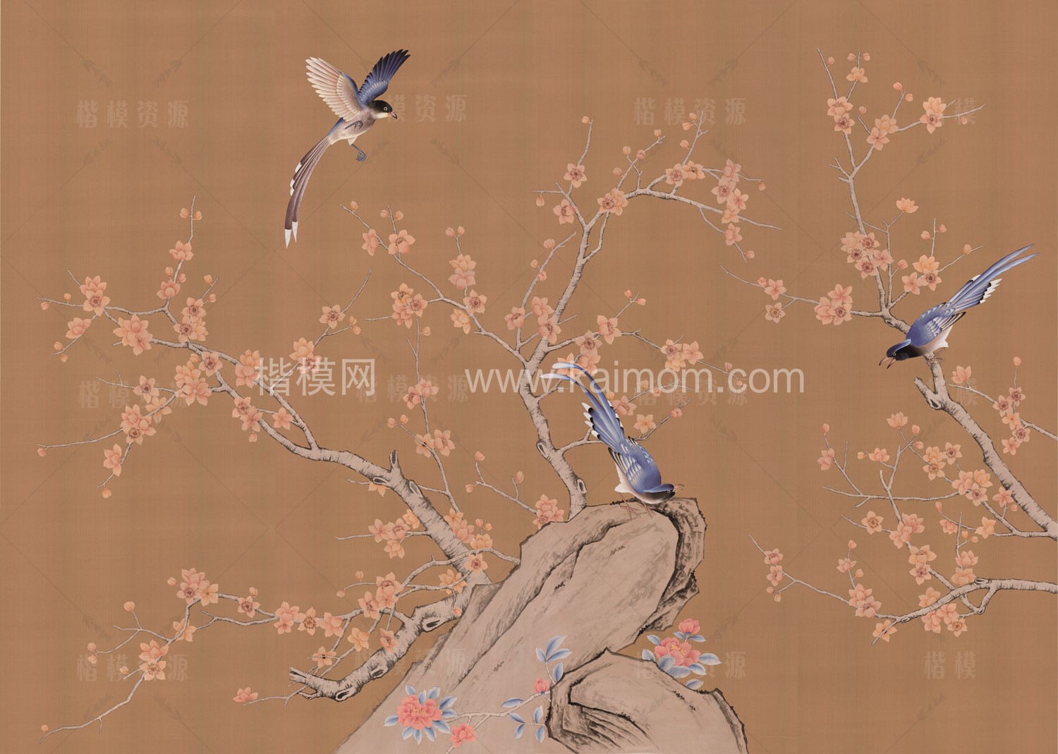 高清壁画_鹤_荷_花鸟贴图下载-1