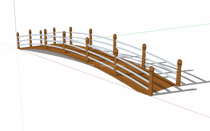 中式景观木桥_栈道桥_拱桥_景观桥SU模型下载-1