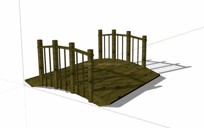 中式景观木桥_栈道桥_拱桥_景观桥SU模型下载-1