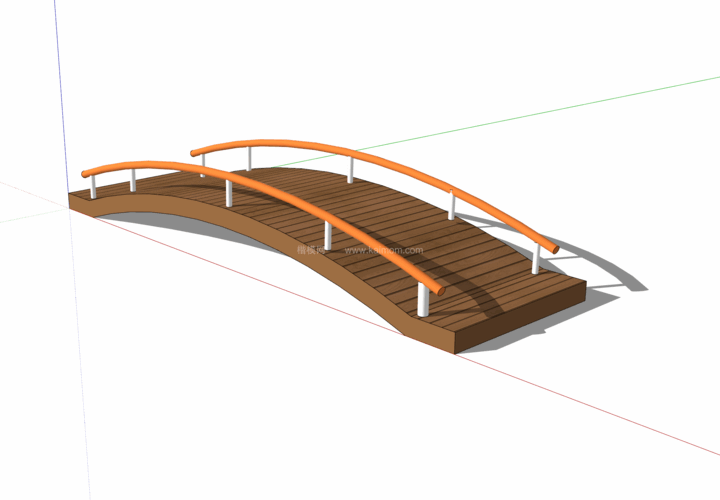 中式景观木桥_栈道桥_拱桥_景观桥SU模型下载-1