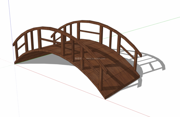 中式景观木桥_栈道桥_拱桥_景观桥SU模型下载-1