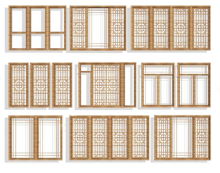 中式门窗_古典门窗SU模型下载-1